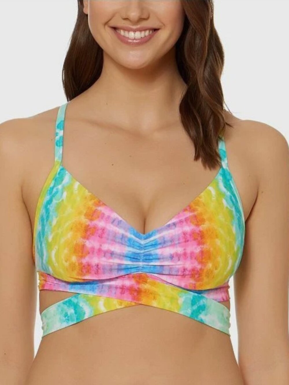 NWT Bleu Rod Beattie Swimsuit Bikini Top Bra Sz 38D Cross-Back D-Cup